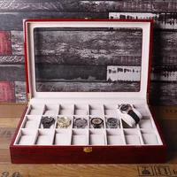 24 Slot Wooden Watch Organizer Case Display Box Glass Top Jewelry Storage Box With Lock Room Display Storage Organizer 2