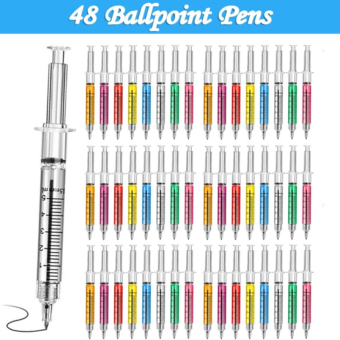 Syringe Pens Novelty Multi Colors Medical Ballpoint Pens Gifts for Nurses Nursing Student rs 48Pcs,ballpoint pen