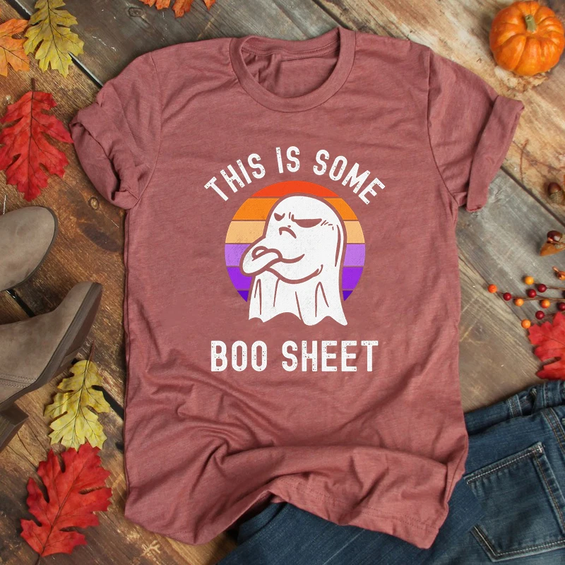 

This Is Some Boo Sheet Shirt Funny Halloween Shirt Women Halloween Graphic Tees Funny Ghost Graphic Top Halloween Gift M