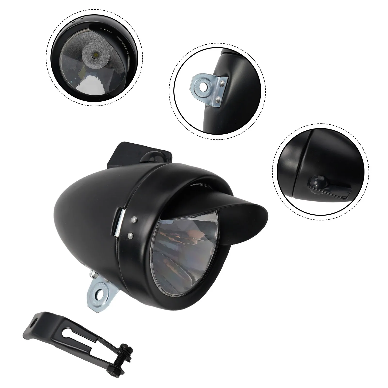 Battery Headlight Bicycle Flashlight Head Kit Lamp Vintage Chrome Fog Light Front LED