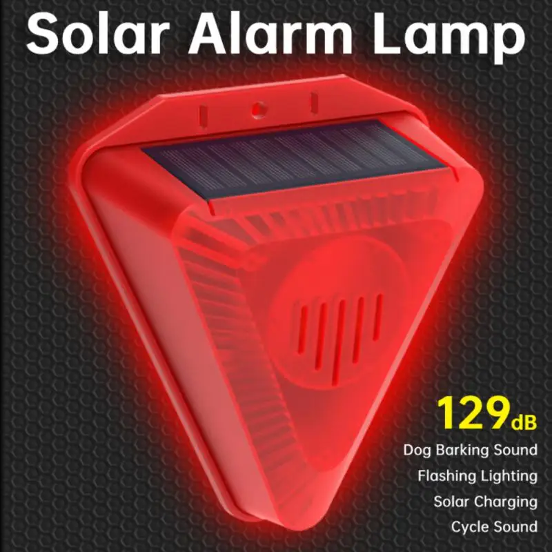 Solar Alarm Repellent Lamp Outdoor Flashing Light Waterproof Dog Barking Sound Alarm Drive Away Animals For Home Security Farms