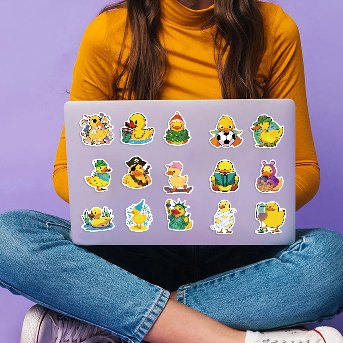 50PCS Adesivi anatra gialla, set di adesivi animali divertenti e carini per borraccia, cellulare, diario, skateboard, adesivi in vinile impermeabile per bambini, ragazzi e ragazze