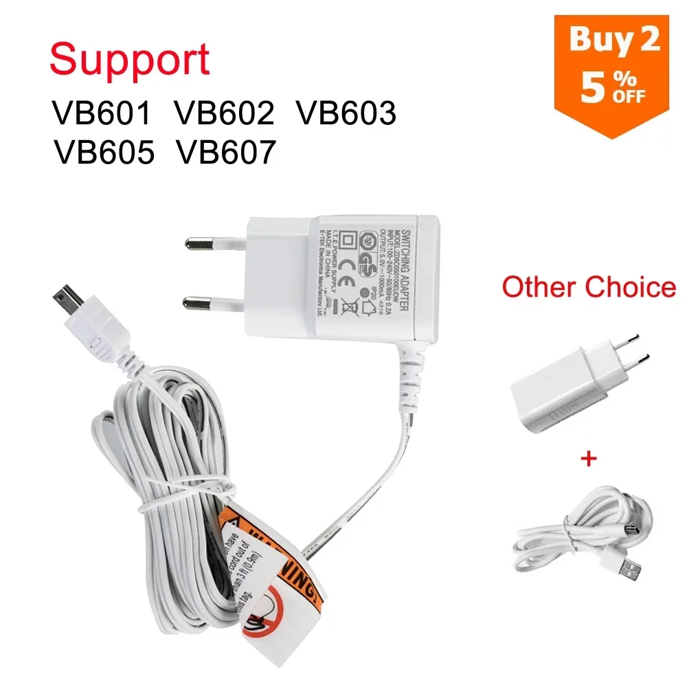 Power Adapter Charger Original EU Mini USB Connector For Baby Monitor VB601 VB603 BM603 VB605 Baby Nanny Camera DC 5V 1000mA