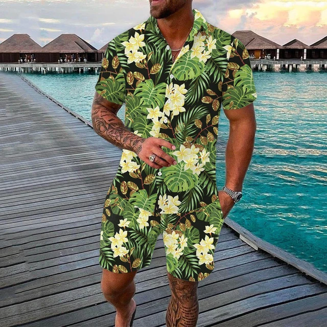 Men Hawaiian Shirt, Printed Easy to Match Fashionable Turn Down