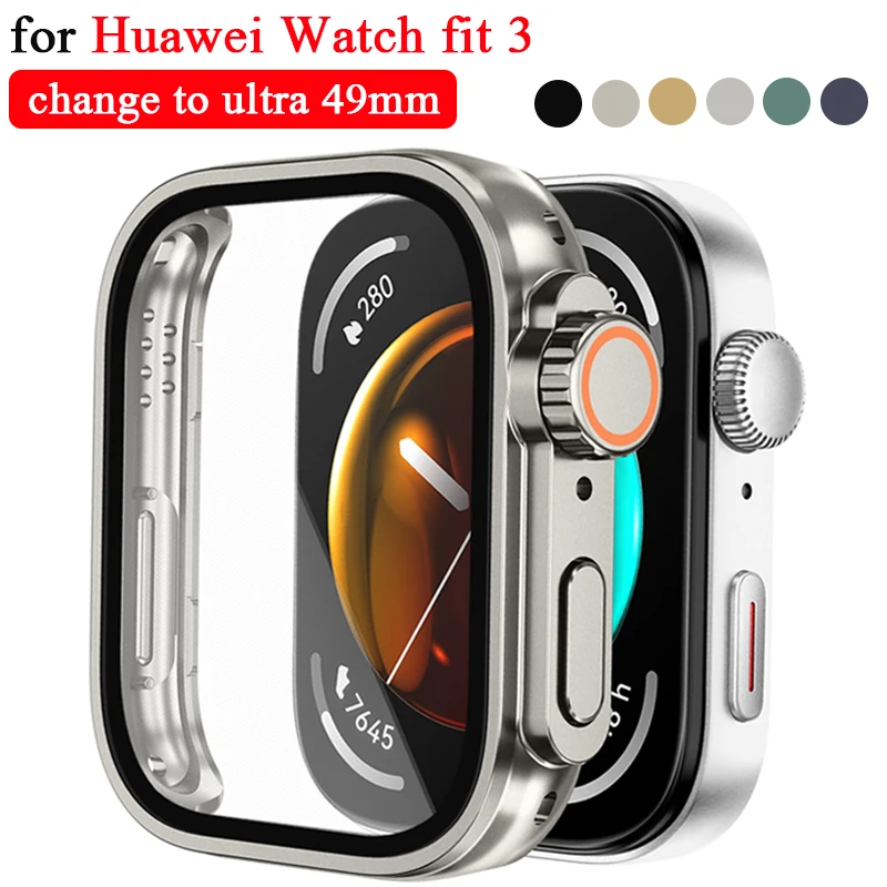 Ultra Screen Protector and PC Case + Glass Accessories for Huawei Watch Fit 3 Smartwatch