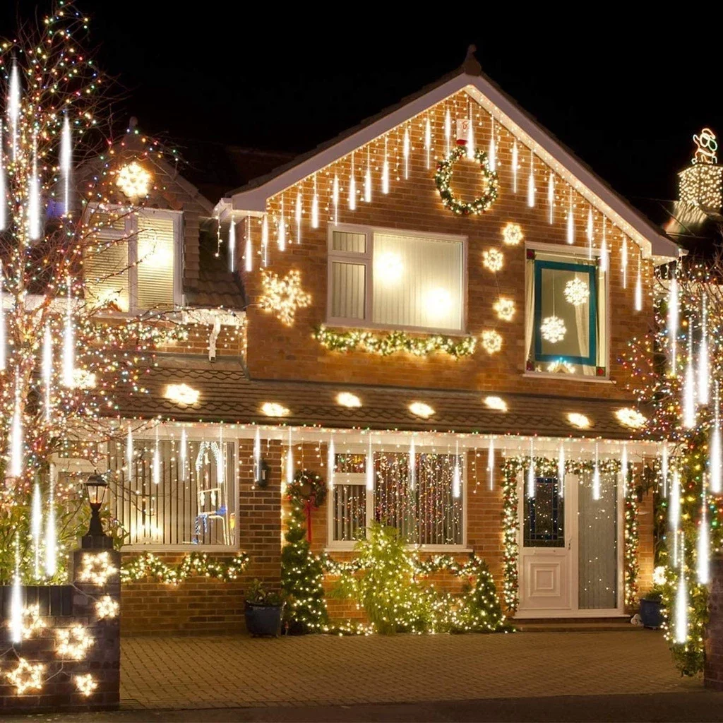 Led Meteor Shower Christmas Rain Lights Outdoor Solar Meteor Shower Led Light