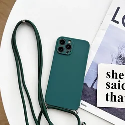 Crossbody Lanyard Silicone Case with Rope Necklace Strap - Soft, Durable Protection for MOTO G04 (Dark green)