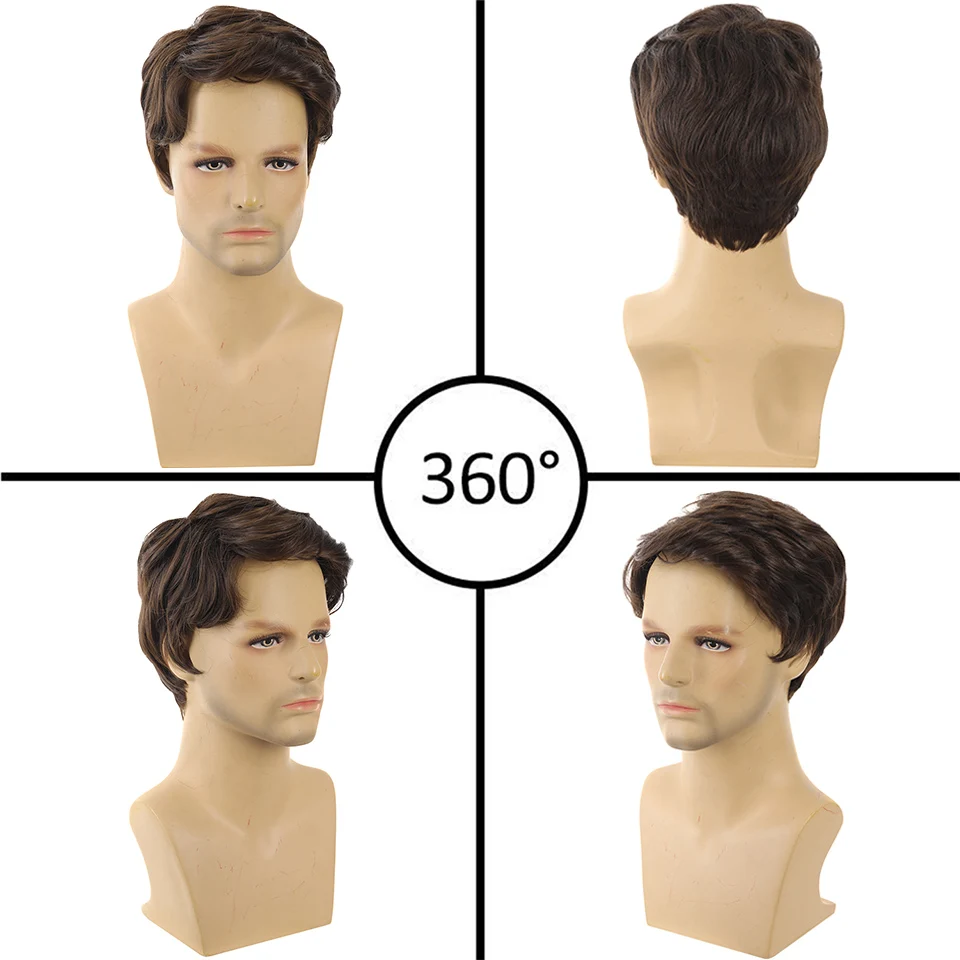 synthetic hair 4-inch men's texture perm short hair cover, just for playing styling men's head cover