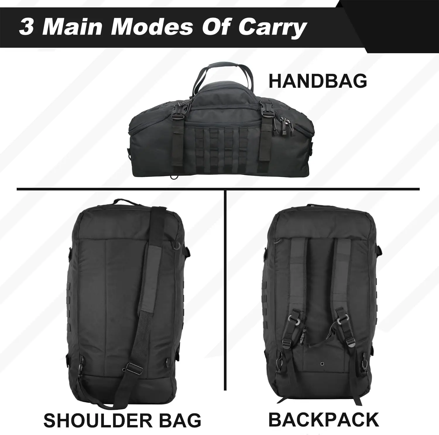 3 in 1 Outdoor Backpack Travel Waterproof Duffel Bag Men Women Sports Fitness Duffel Bag Backpack 45L Weekend Rolling Backpack 2