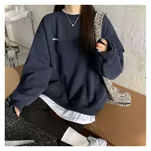 

2022NEW 2021 spring and autumn new splicing Pullover fashion Korean thick and thin women's Sweatshirt Navy Gray Black Pink