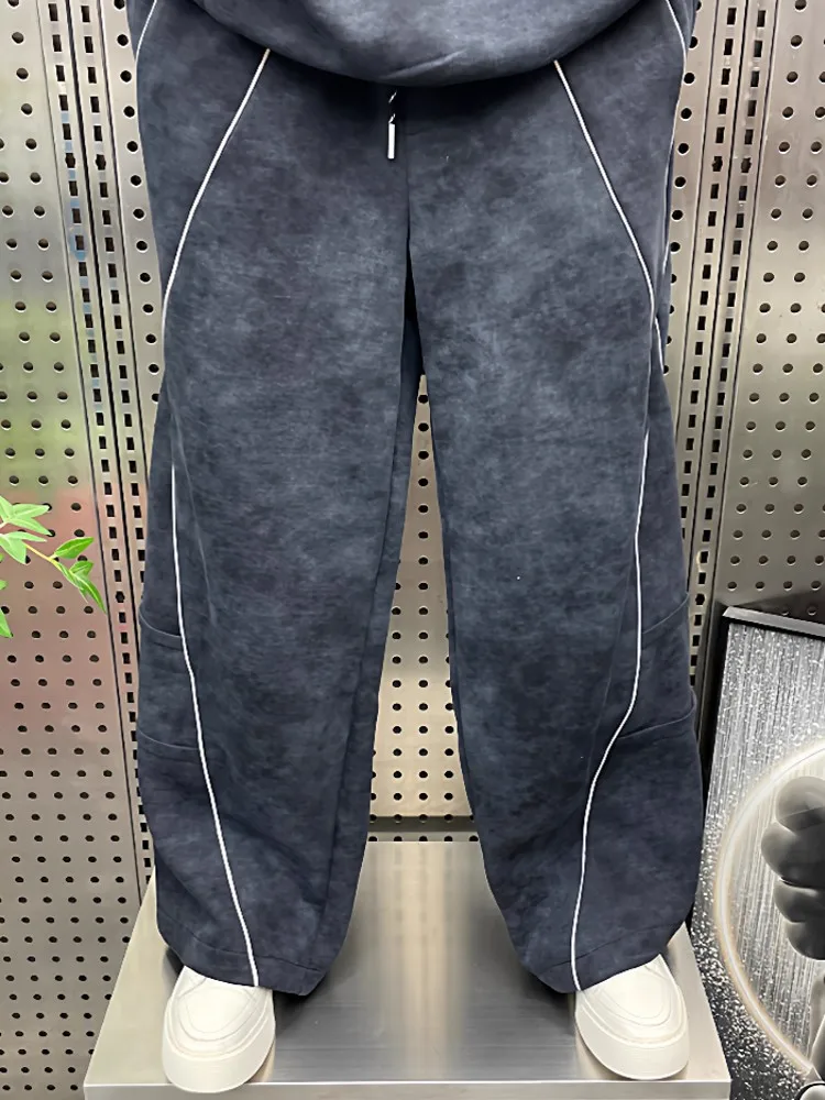 가을 남성 야외 러닝 세트 스탠드 칼라 스웨트셔츠 와이드 레그 팬츠 투피스 세트 조깅 트레이닝 트랙슈트 스포츠웨어 세트