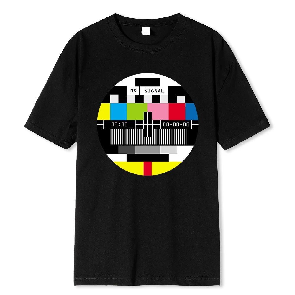 No Signal Men Tshirt Hip Hop Style Streetwear Tops & Tees Novelty Geometric Short Sleeve Summer Cotton T Shirt Oversize T-shirts