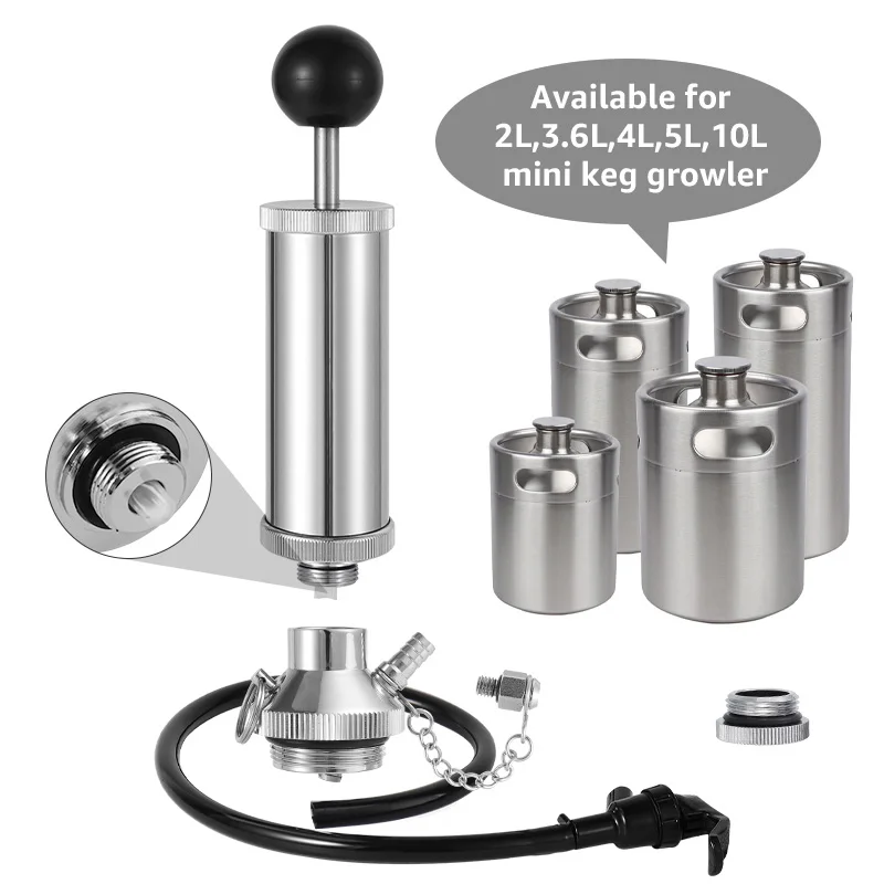 

Beer Party Pump With Picnic Tap ,4Inch Beer Mini Keg Spear For Homebrew Growler,Kegerator Beer Dispenser Kit,Air Pump