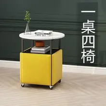 

Small Coffee Table Beside Sofa, Multifunctional Rubik's Cube Stool, Light Luxury Round Rock Board Tea Table,movable Coffee Table