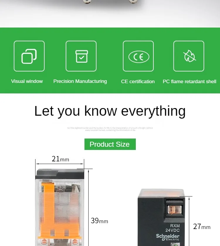 Schneider RXM2LB2BD Zwischenrelais DC24V AC Schütz 8 Fuß und 14 Fuß RXM4LB2P7 230VAC – Detail 4