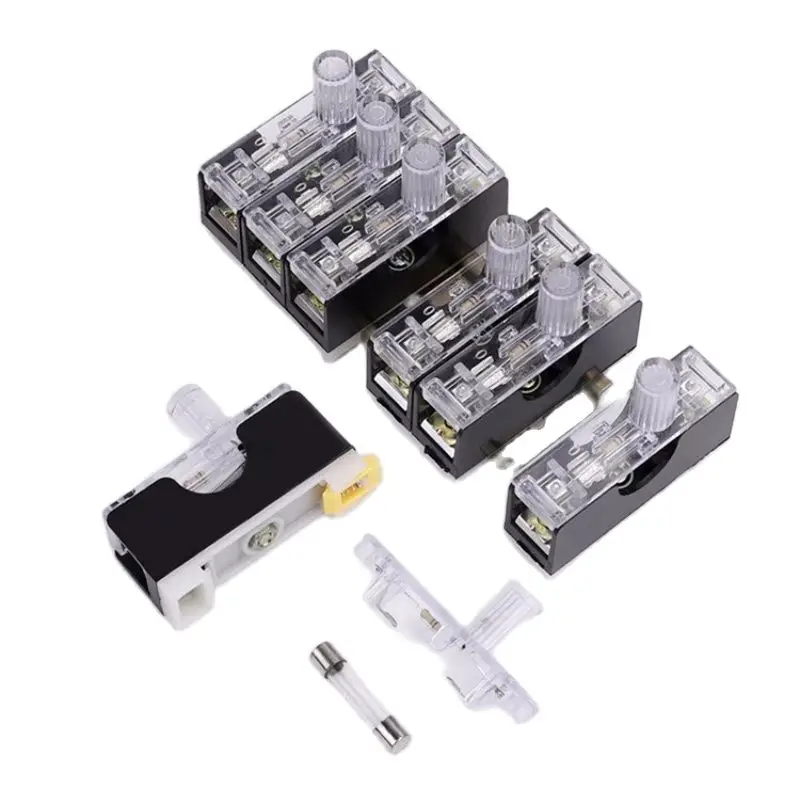 FS101 DIN RAIL Mounted Fuse Holder Fusing warning light 6X30mm 10A glass tube fuse holder dc fuse holder
