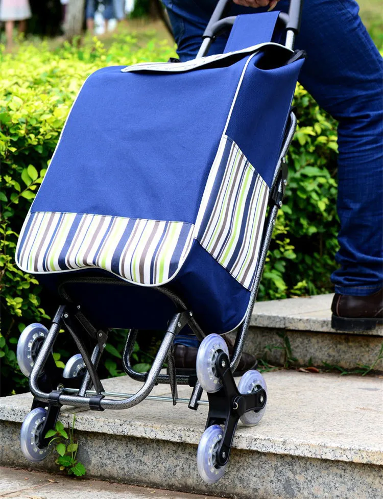 Six-wheel Folding Shopping Cart Fold Trolley Cart Portable Household Elderly Shopping Easy Uphill Home Useful Tool Garden