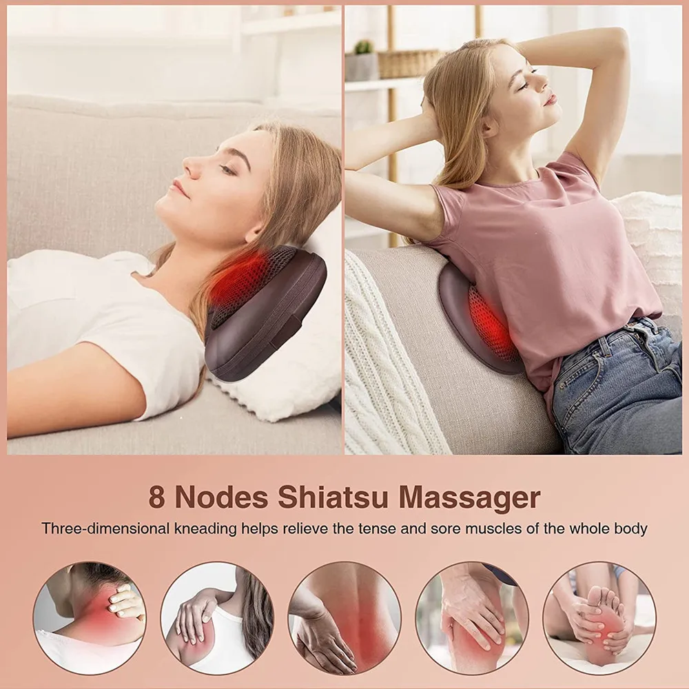 Shiatsu Kneading Back Massager for Chair with Heat & Deep Kneading Gel  Nodes - 256G