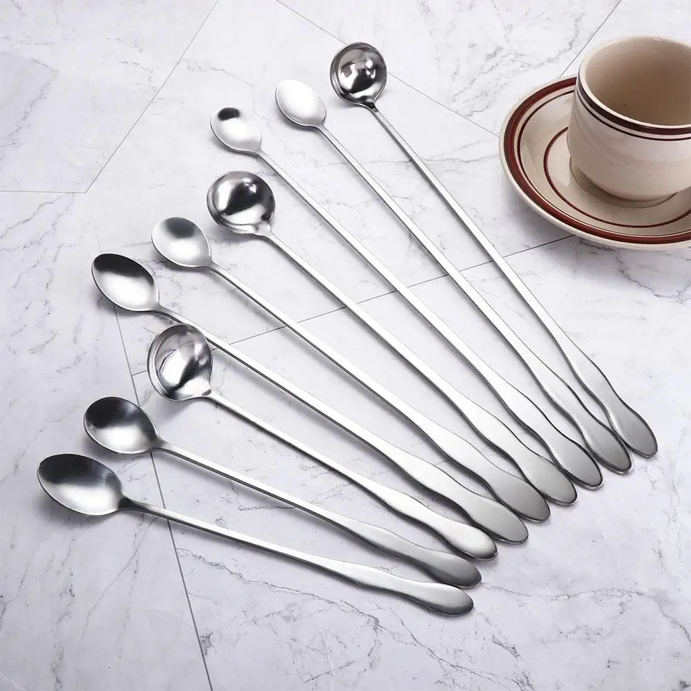 Home Cafe Stainless Steel Ice Cream Coffee Bartender Mixing Stirrers Cocktail Stirring Tool Teaspoon Bar Spoon