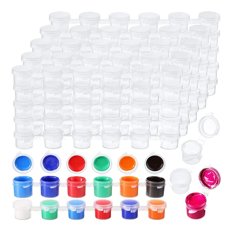 

400 Strips 600 Pots Empty Paint Strips Paint Cup Clear Plastic Storage Containers Painting Craft Supplies(3 Ml/0.1 Oz)