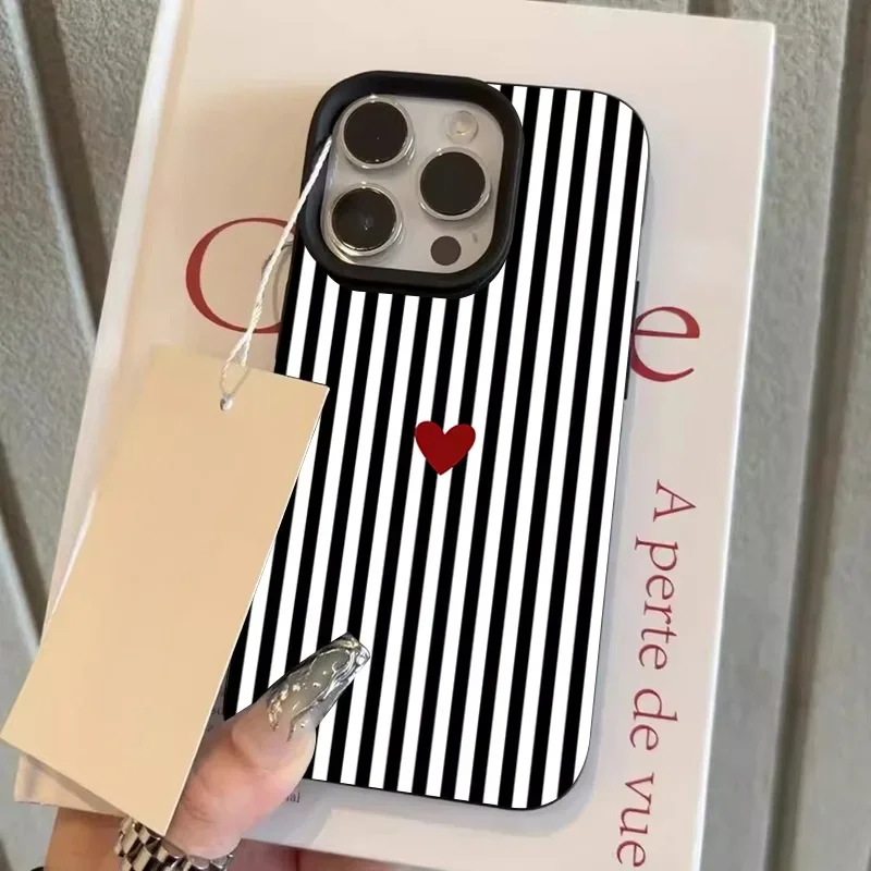 Vibrant Striped Heart Design Phone Case Cover