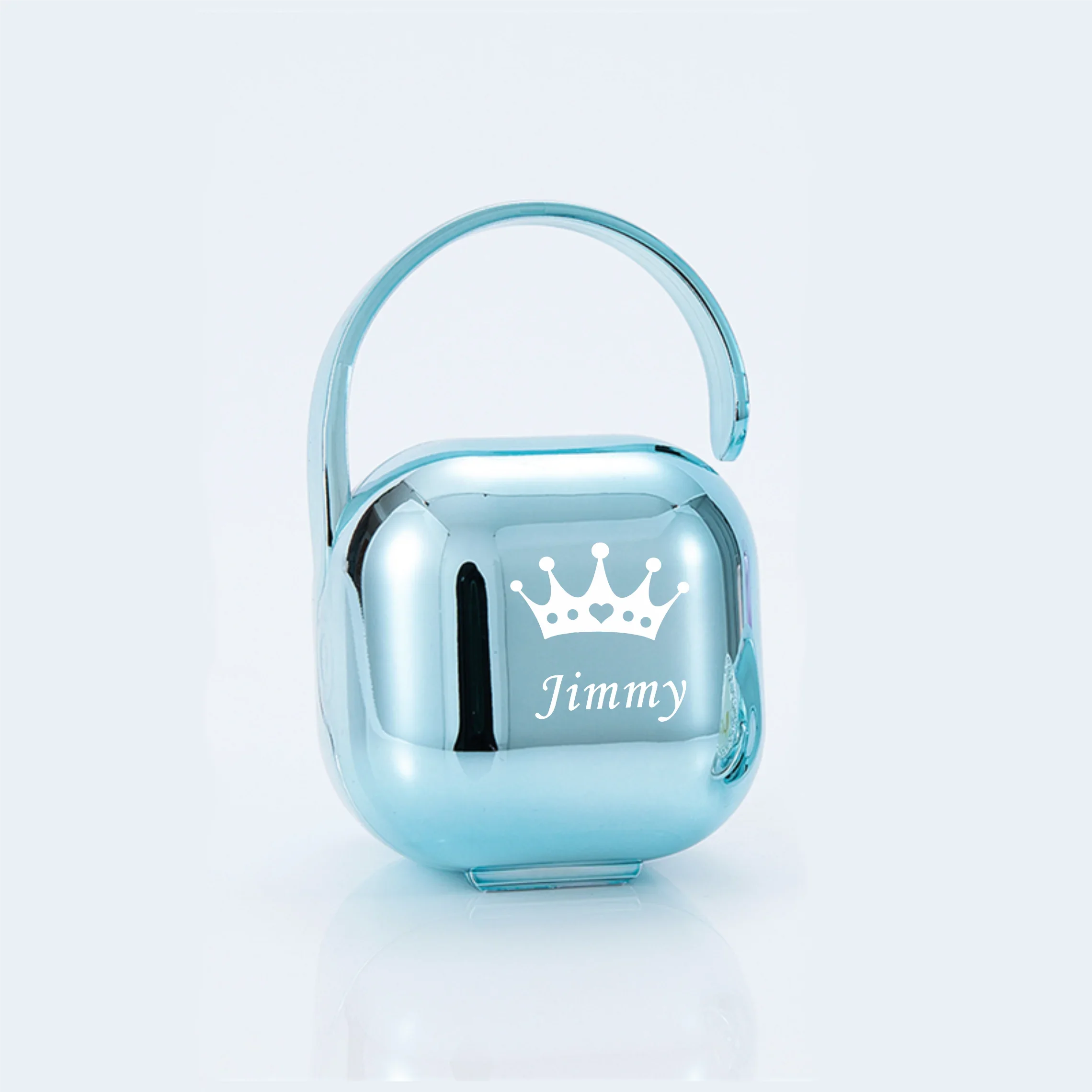 MIYOCAR personalized silver Metallic bling pacifier box and pacifier clip BPA free dummy Luxury baby shower gift 4