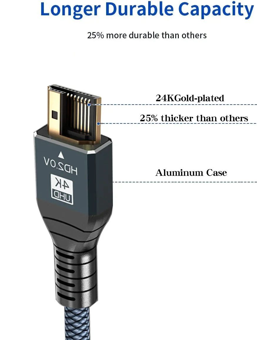 Cable HDMI 7,5m pour TV LED 4K LCD PLASMA compatible ARC HEC CEC