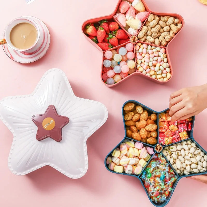 

Five-pointed Star Candy Storage Box Colorful Flower Shape Fruit Nuts Tray Bowl Snacks Organizer for Food Container Storage Bins