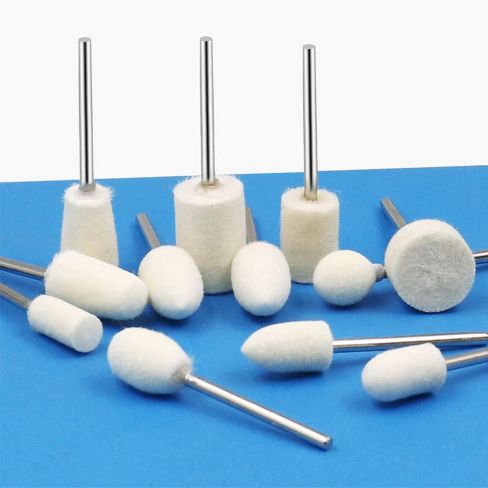 

12 Pc Wool Felt Mounted Polishing Buffing Wheel Metal Plastic Mould Fine Polishing 2.35mm Shank