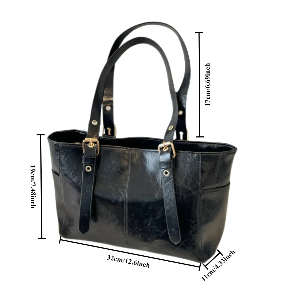 Fashion Retro Women PU Leather Shoulder Bags Trend High End Lady Tote Bag Large Capacity Female's Commuter Bag Handbag Purses