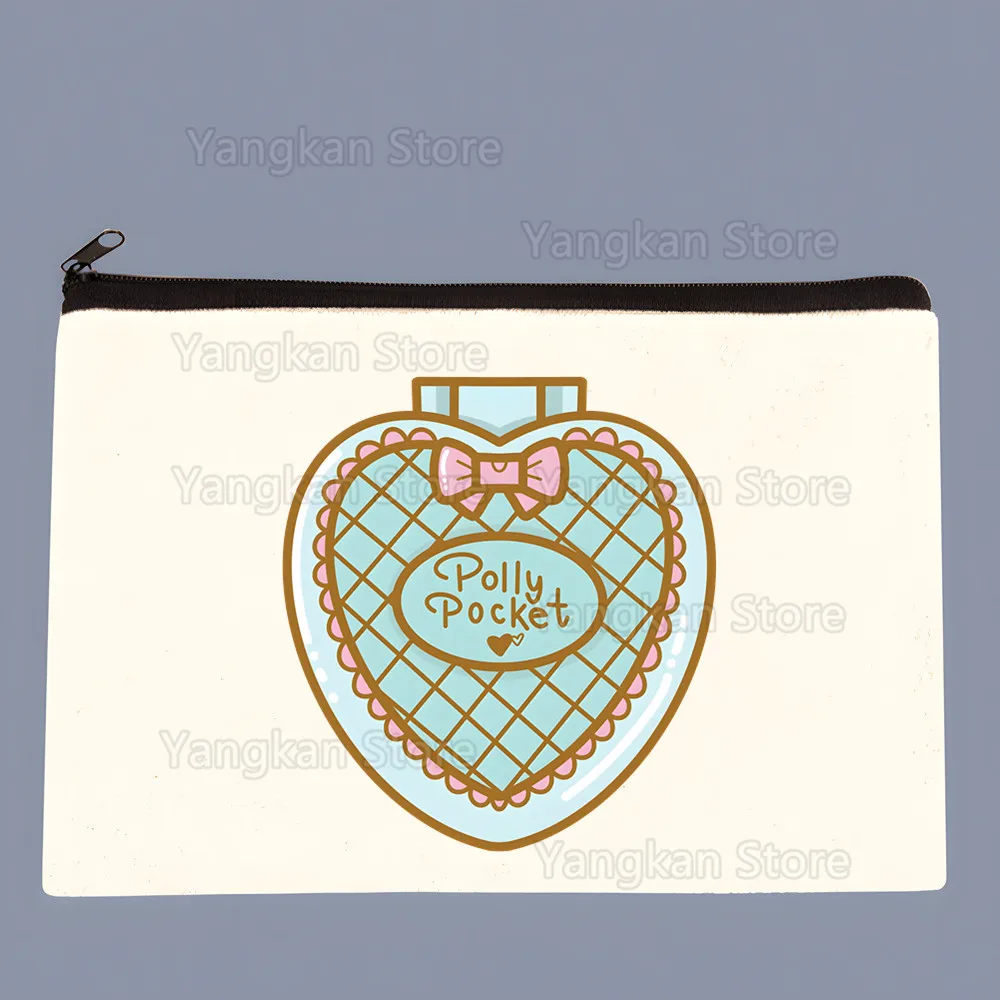 Polly Pocket Cute Solid Color Canvas Coin Purse Small Fresh New Zipper Key Bag Hand Gift Bag