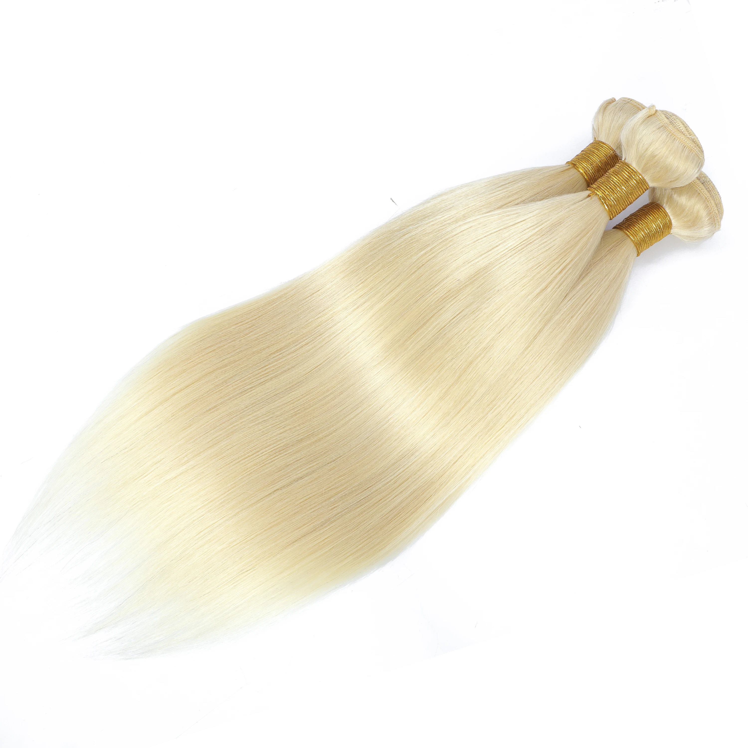Extensioni di Capelli Umani Vergini Brasiliani Lisci Biondi 12A 613, 20 22 24 Pollici, Non Trattati, 3 Fasci - immagine 3