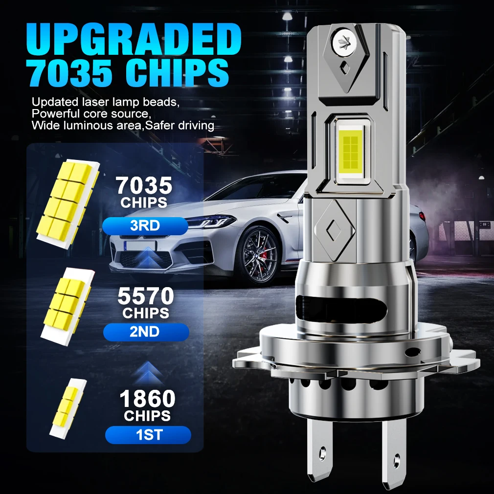 S&D H7 LED 헤드라이트 캔버스 전구 200W H8 H11 9005 HB3 9006 HB4 LED 헤드라이트 1:1 무선 자동차 램프 터보 팬 카 라이트 6500K