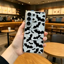 Black Bat Pattern MagSafe Clear Phone Case - Galaxy S20 FE (Clear - MF476)