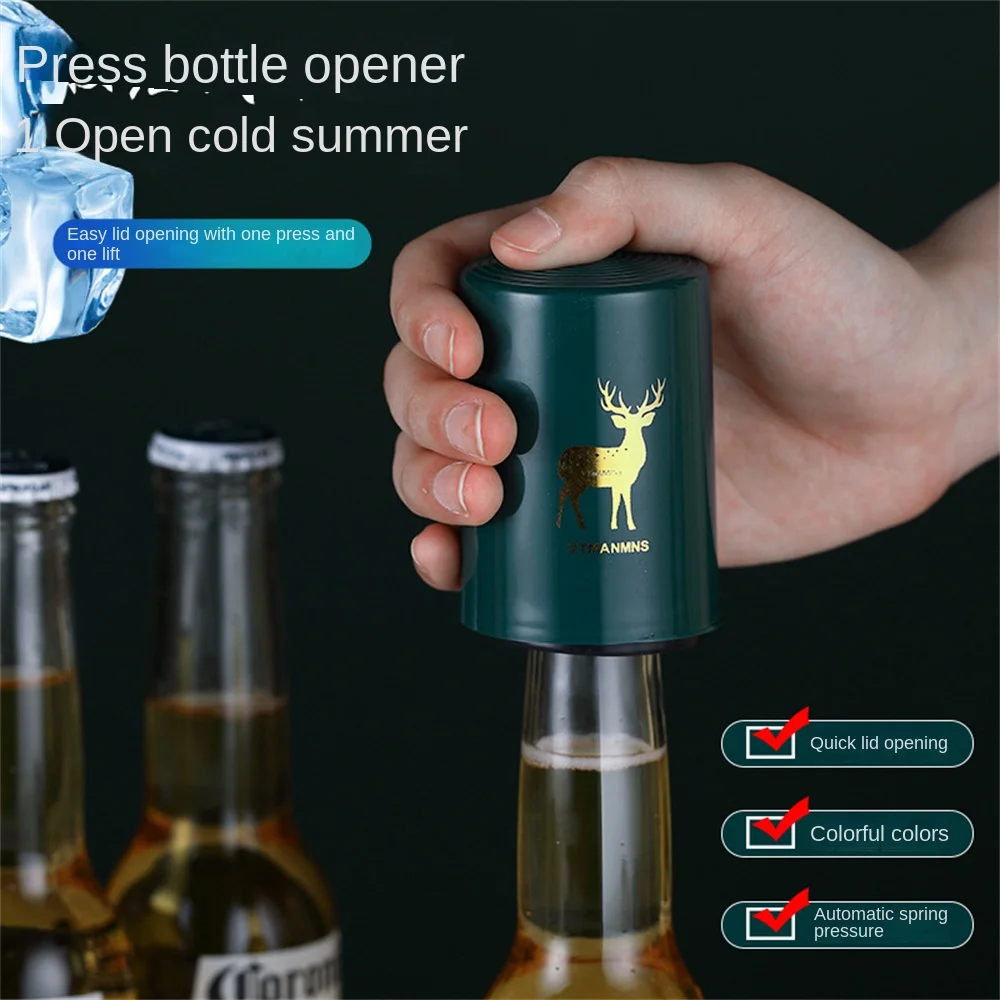 Creative Magnetic Automatic Beer Bottle Opener Kitchen Stainless Steel Press Lid Beer Corkscrew Tools Portable Bar Gadgets 1Pcs bottle opener