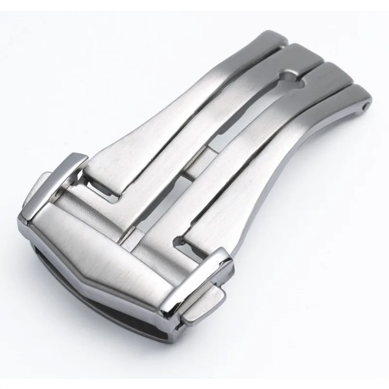 Brushed Stainless Steel Butterfly Deployment Watch Buckle - Silver Finish