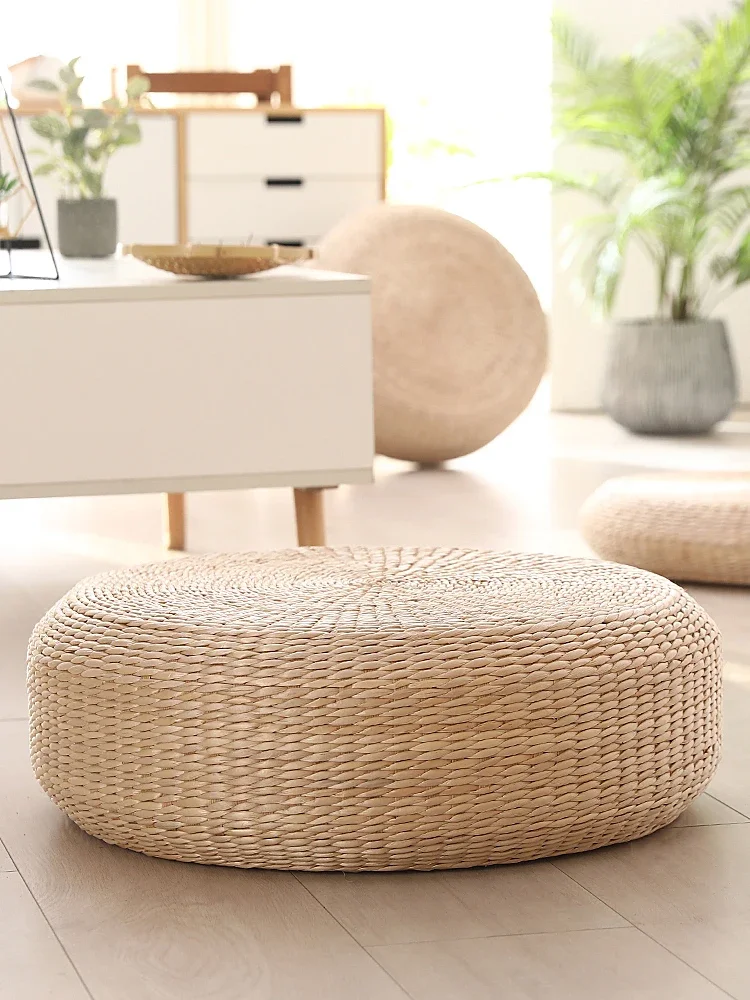 Straw futon seat cushion Japanese tatami meditation kneeling prayer mat Hand woven natural cushion 2