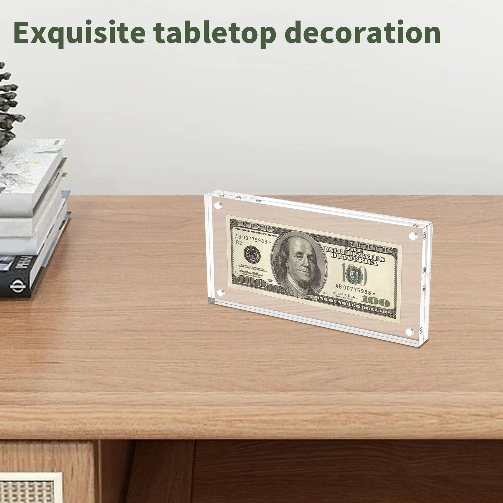 Dollar Bill Frame Acrylic Dollar Bill Holder Double Sided Transparent Currency Display Frame for Collectors Ticket Display