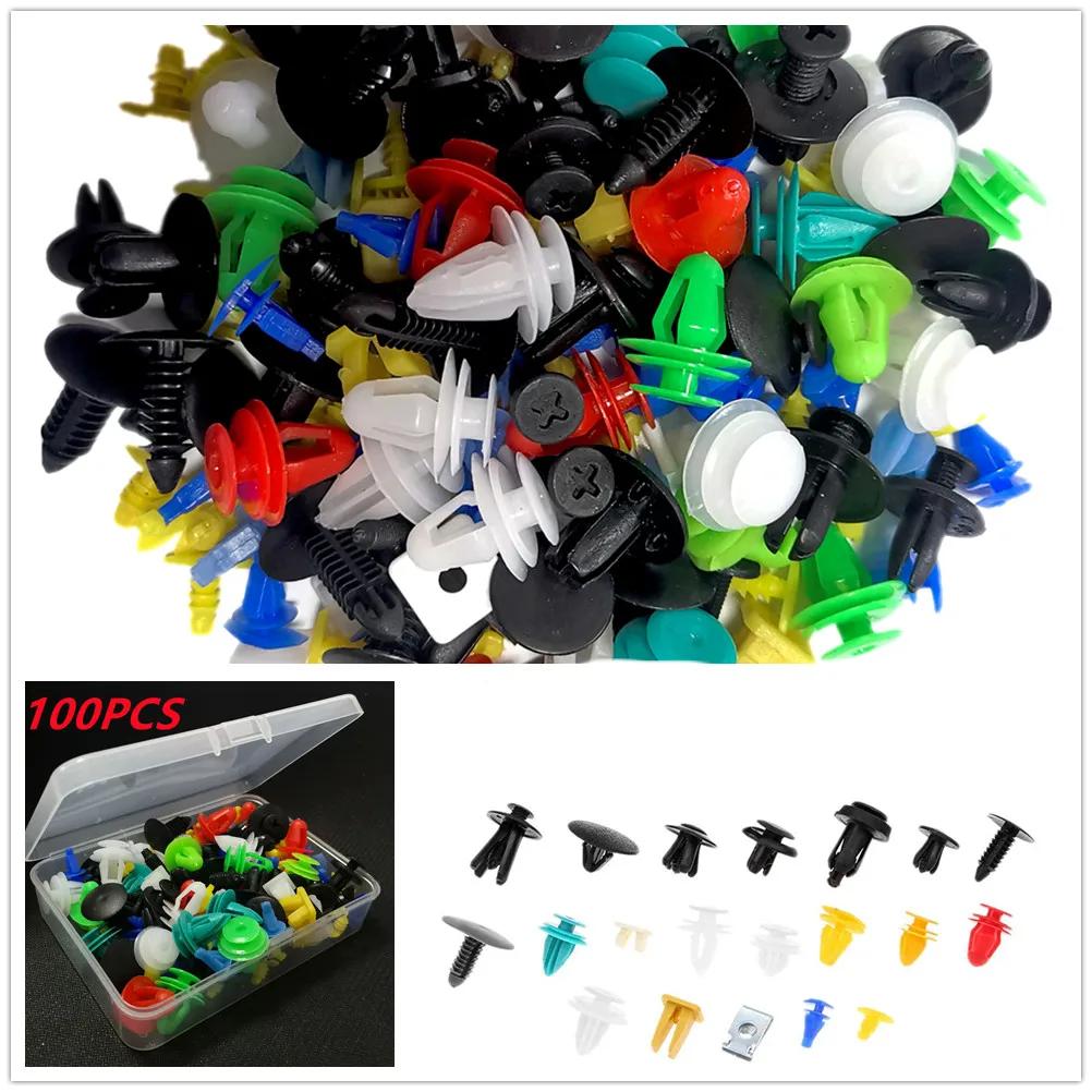 100pcs Universal Mixed Clips For Audi A4 B7 Peugeot 206 Volvo Xc60 Alfa