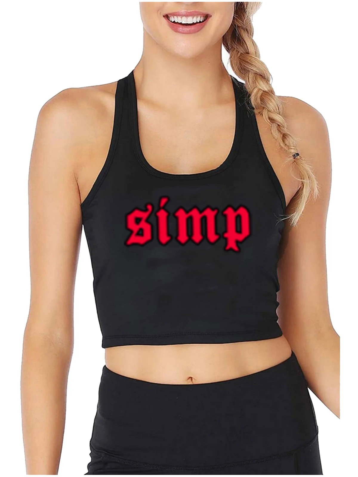 

Simp Grunge Aesthetic Red Goth Eboy Egirl Gift Crop Top Women's Cotton Sexy Slim Fit Tank Tops Summer Sports Camisole