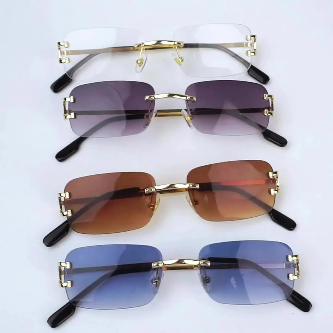 Occhiali Da Sole Rettangolari MUTYNE Unisex Con Lenti UV400 E Decorazioni Oro - Moda Lusso
