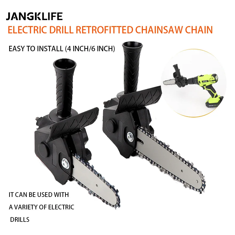 JANGKLIFE Electric Drill Chainsaw Adapter, 4 6 Inch Conversion Head Kit Portable Tool for Woodworking Pruning