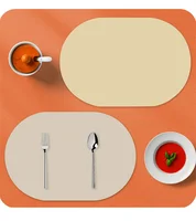 Leather Placemat Oval Oil-Proof Table Mat Home Dining Kitchen Table Placemat Design Dining Waterproof Heat Resistant Home Decor 4