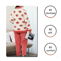 Padded and Thickened Warm Flannel Women Pajamas Loungewear Winter Peach Sleepwear Homewear Coral Velvet Two-Piece Set Nightwear - Image 5