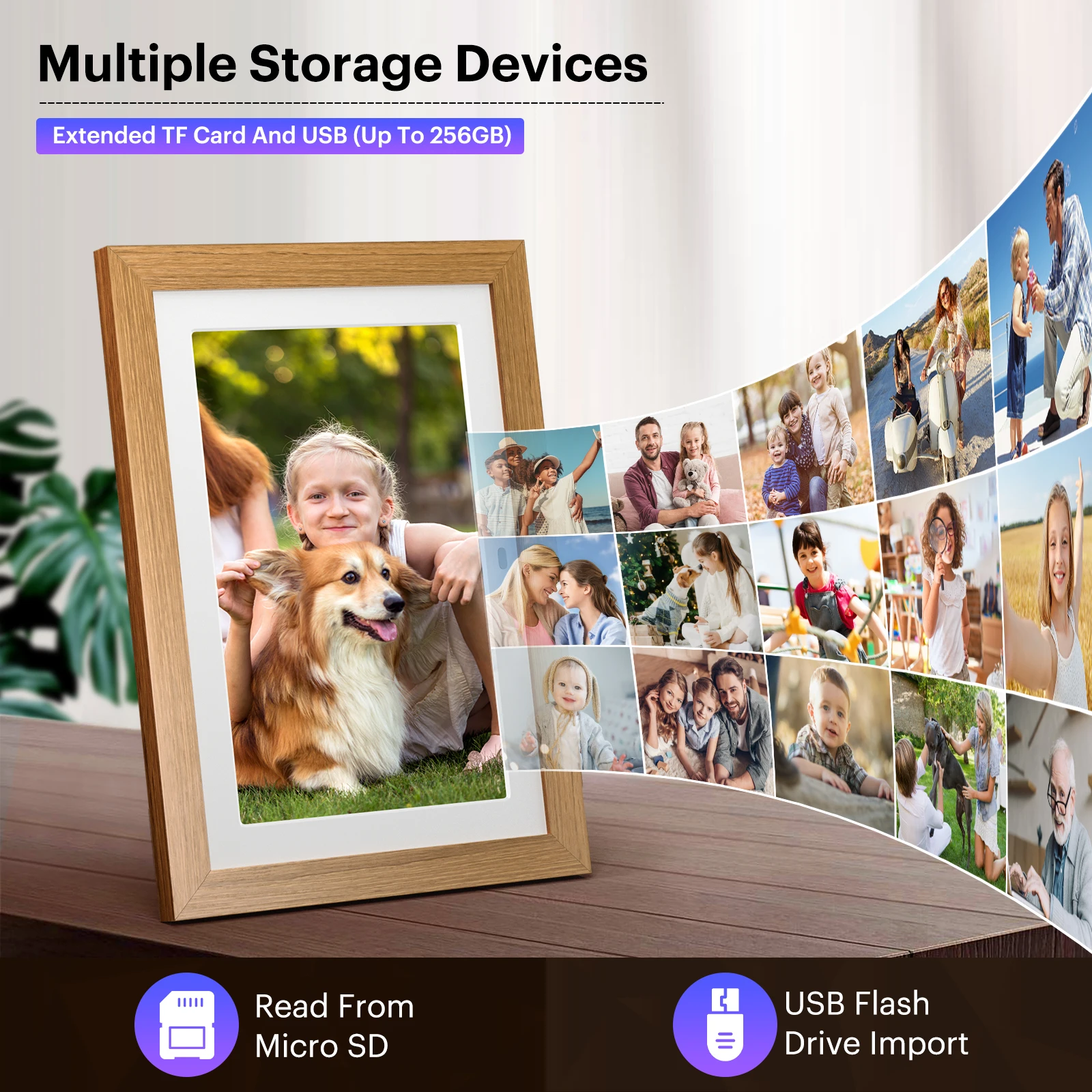 BWJBSW 10.1 Inch Digital Photo Frame with Remote Control, IPS Screen 1280*800 HD Display, Electronic Album Picture Music Movie