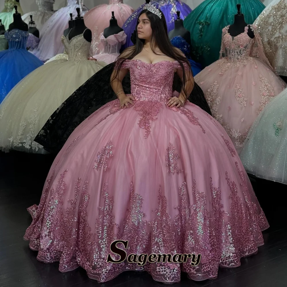 Ball Gown Quinceanera Dresses for Teens Off the Shoulder Appliques Bow Customized