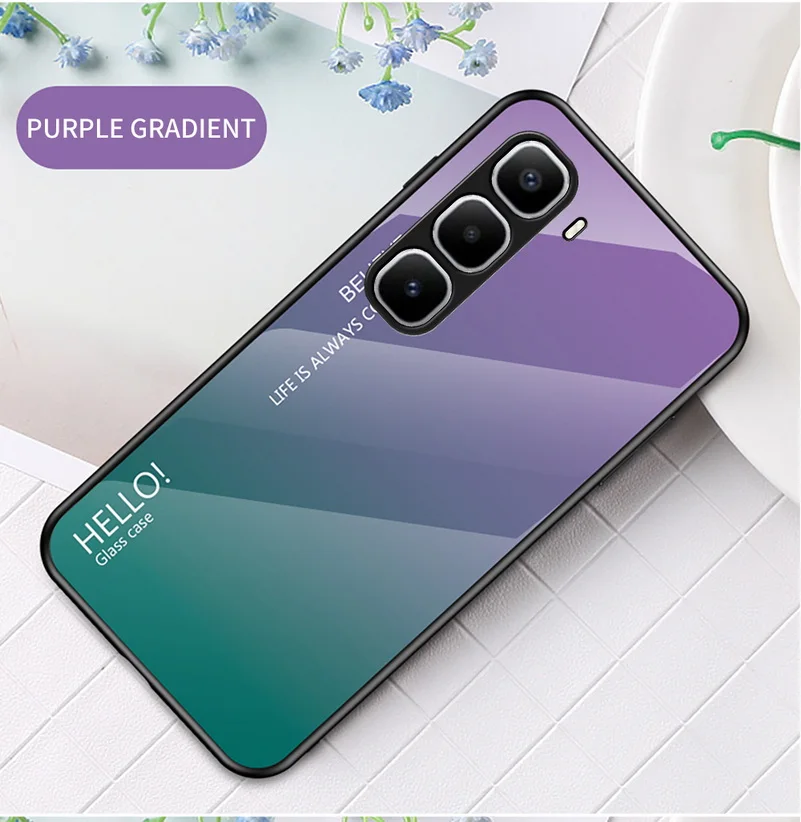 Gradient Tempered Glass Protective Glossy Case