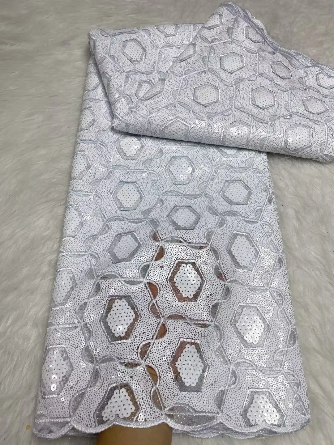 

African Nigerian Asoebi Sequins Lace British Fabric Bridal Wedding Dresses Clothes Materials