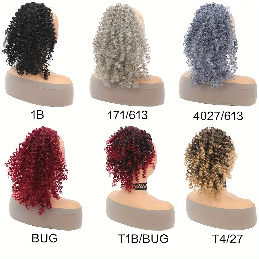 Synthetic Short Ponytail 14 Inch Afro Puff Kinky Curly Drawstring Ponytail Clip In Hair Extensions Natural Hairpiece For Women