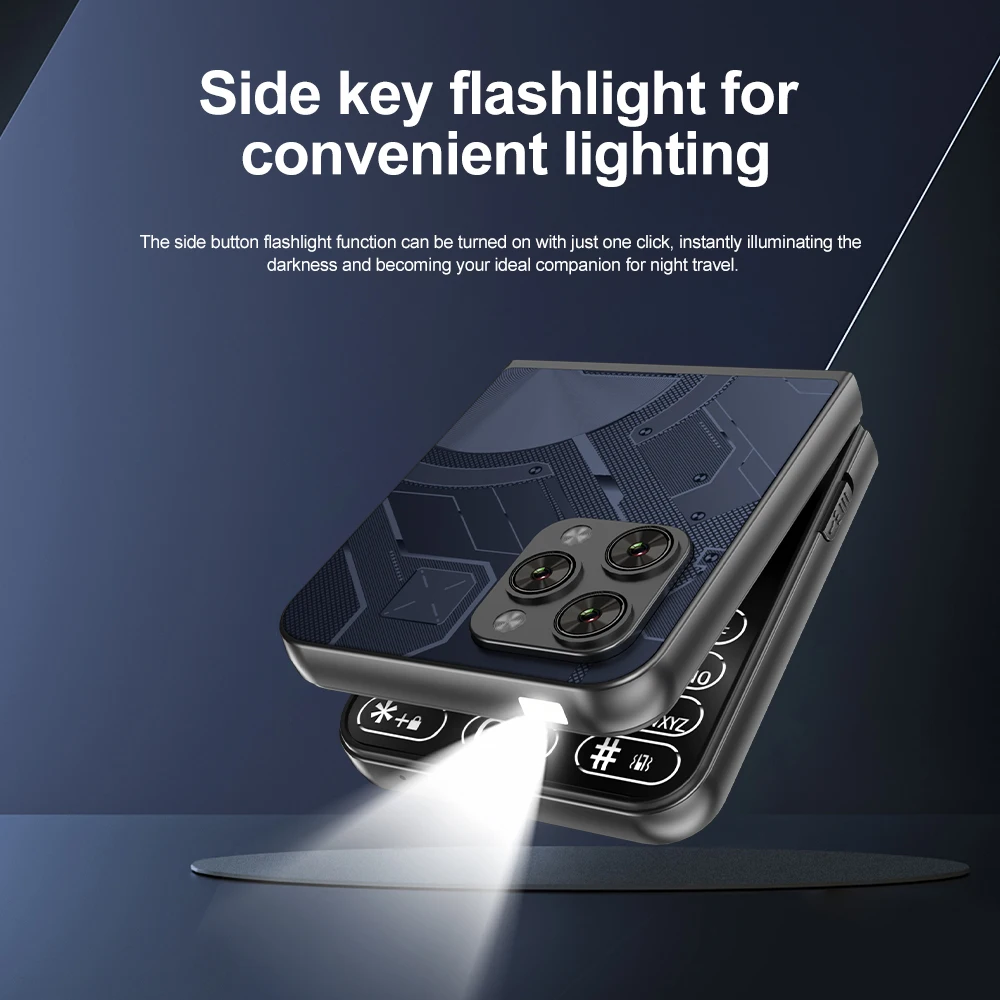 SERVO Flilo9 Foldable Phone 3G Cellular Network 2.6" Screen Speed Dial Blacklist FM Radio Dual SIM Flip Cellphone Type-C WCDMA